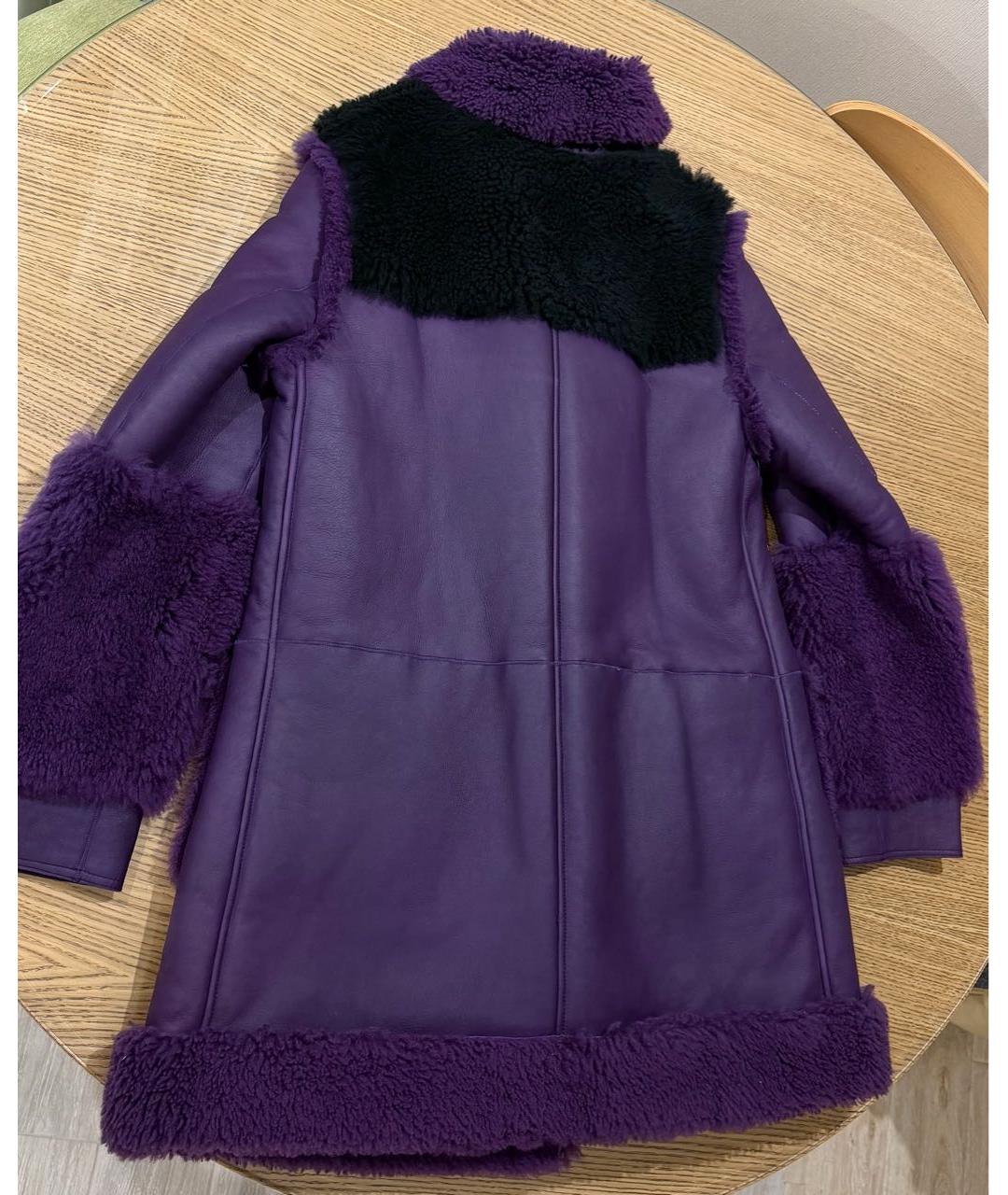 PHILOSOPHY DI LORENZO SERAFINI Фиолетовая кожаная дубленка, фото 3