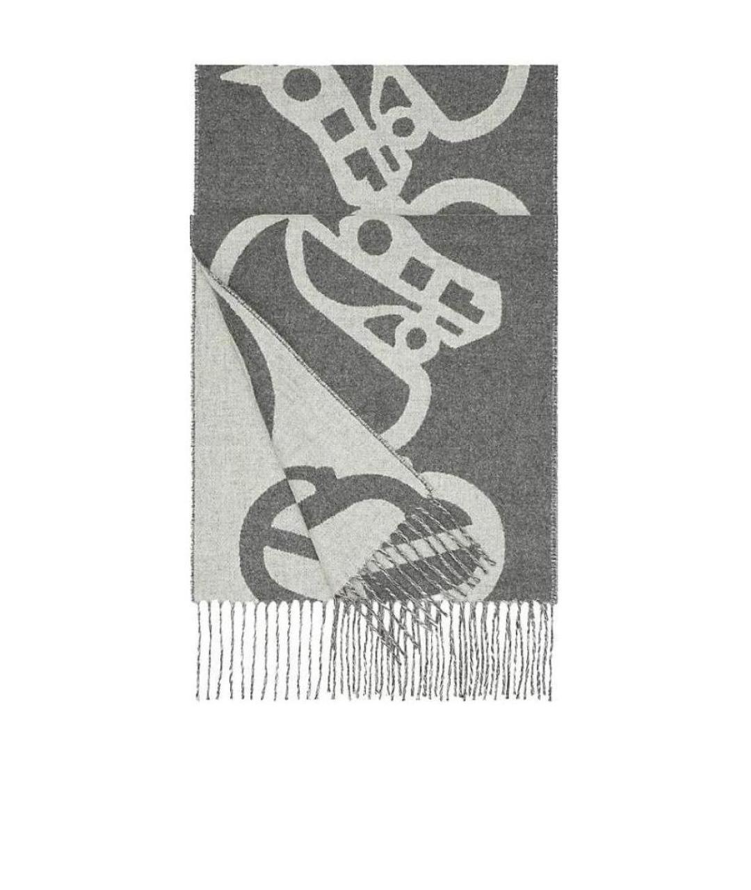 HERMES Серый кашемировый шарф, фото 1