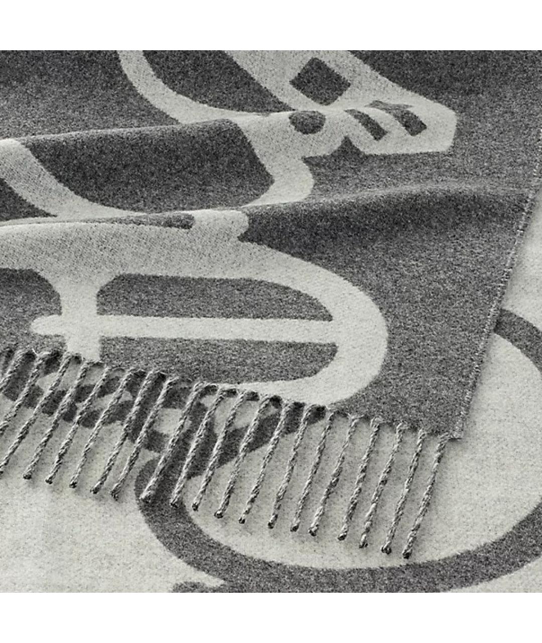 HERMES Серый кашемировый шарф, фото 2