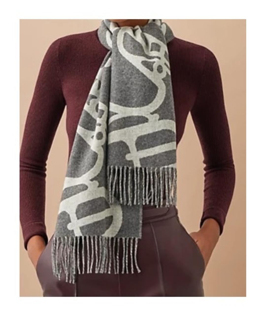 HERMES Серый кашемировый шарф, фото 3