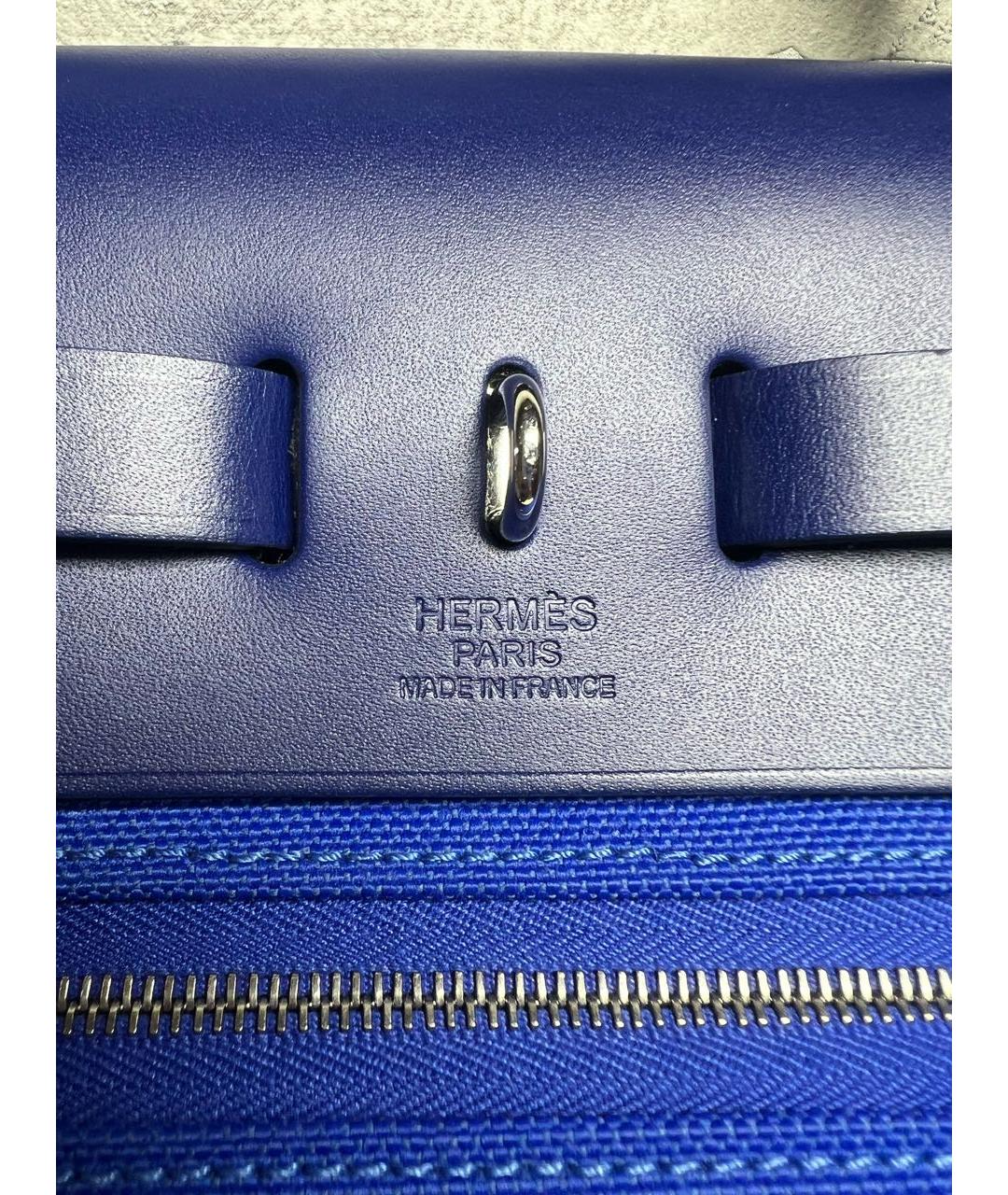 HERMES Синяя сумка с короткими ручками, фото 4