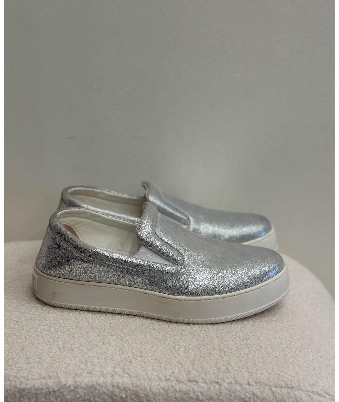 MAX MARA Серебряные кожаные лоферы, фото 7