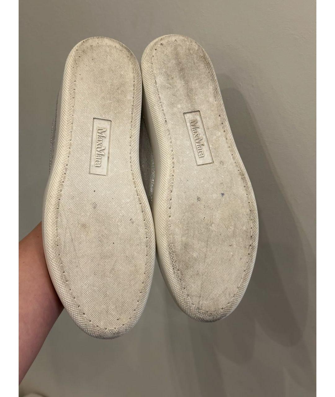 MAX MARA Серебряные кожаные лоферы, фото 6