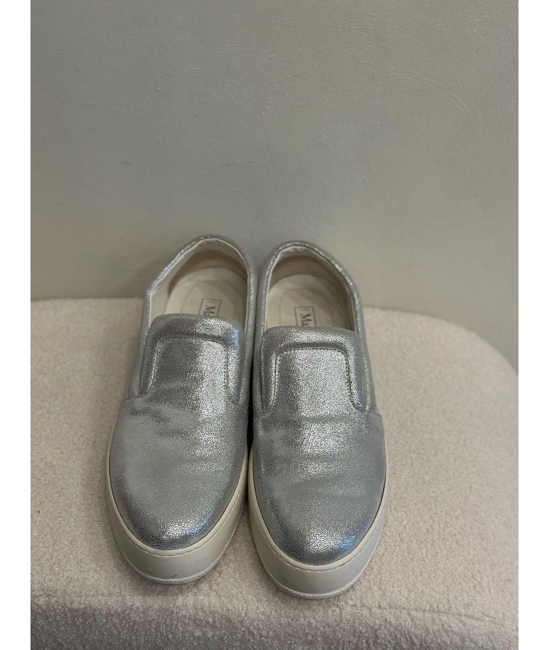 MAX MARA Серебряные кожаные лоферы, фото 5