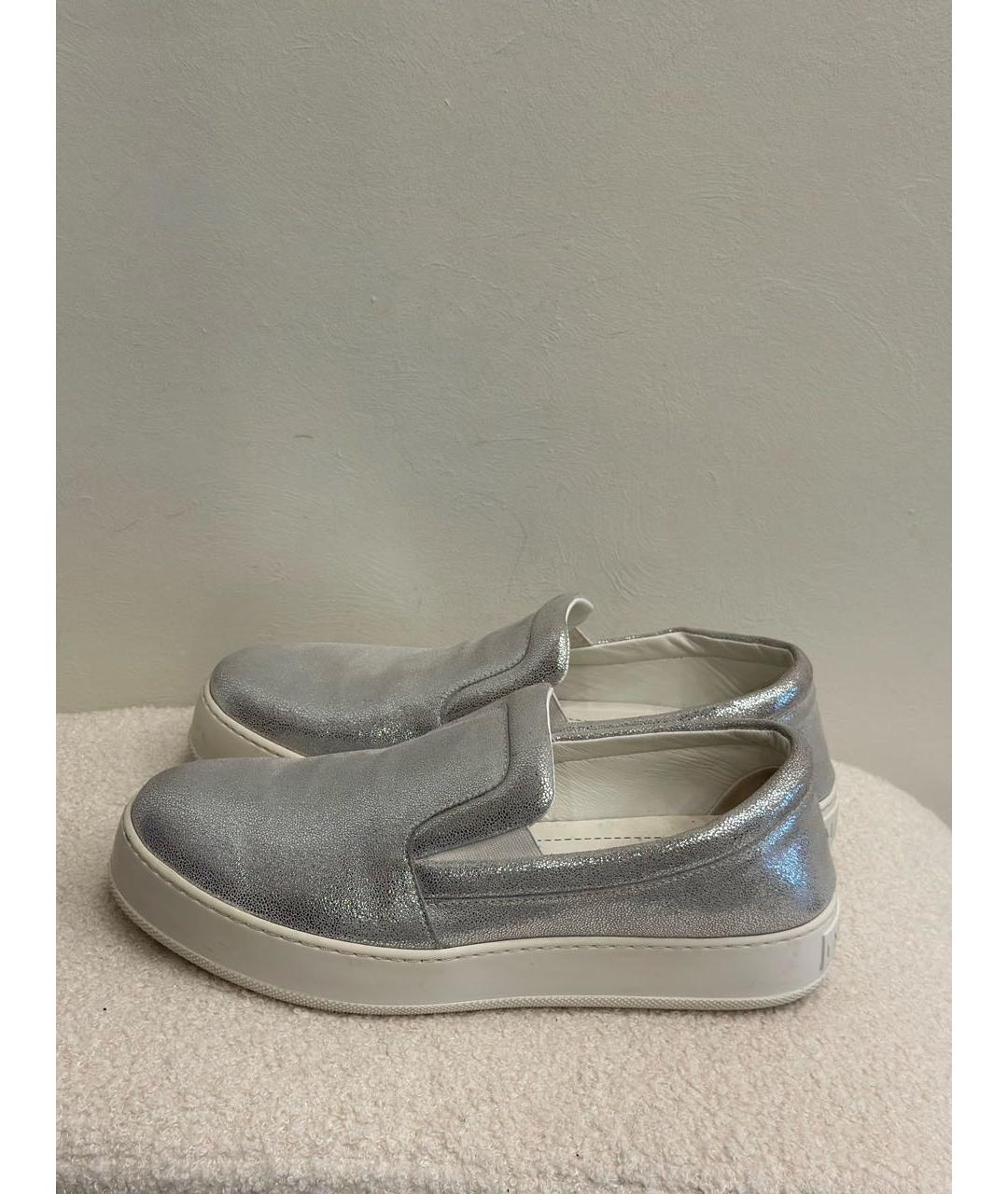 MAX MARA Серебряные кожаные лоферы, фото 4