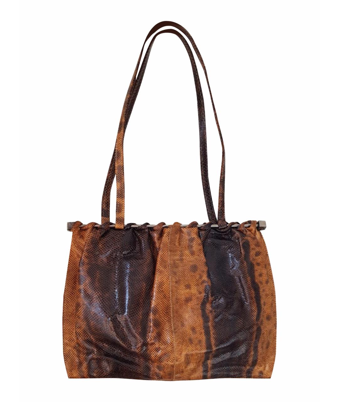 GIAN MARCO LORENZI Коричневая кожаная сумка через плечо, фото 1