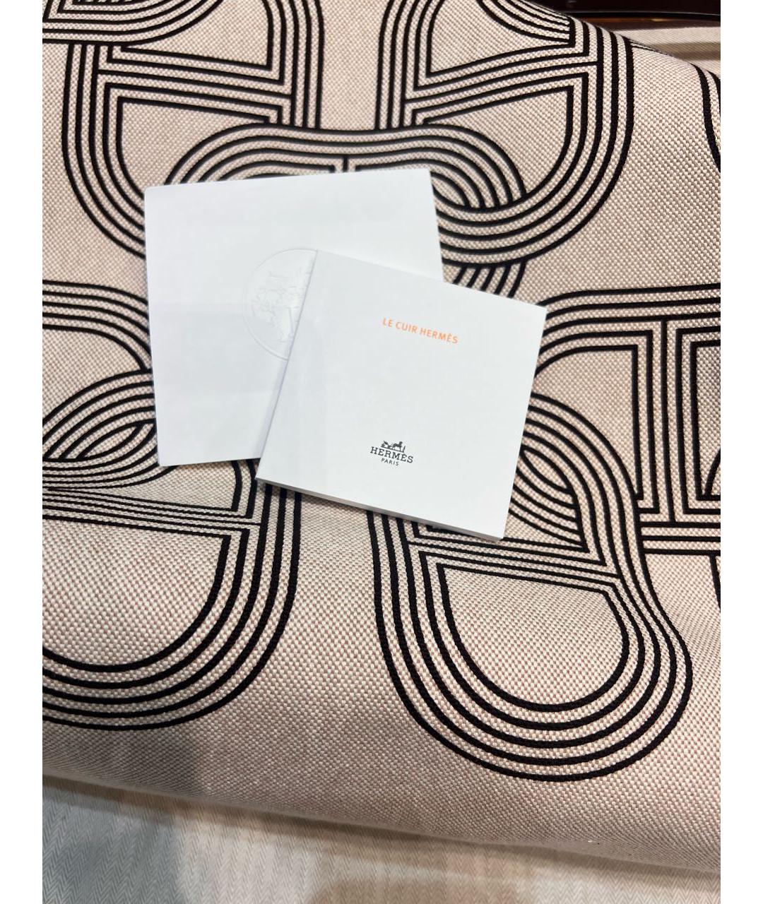 HERMES Бежевая тканевая сумка с короткими ручками, фото 4