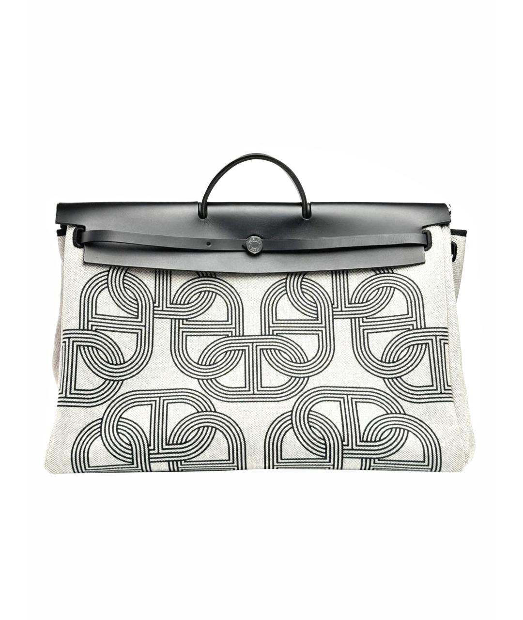 HERMES Бежевая тканевая сумка с короткими ручками, фото 1