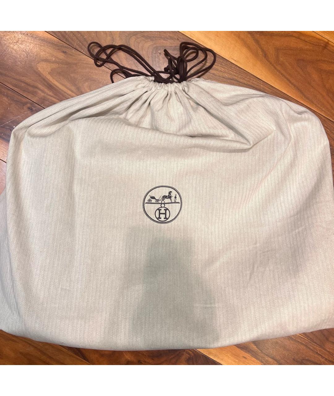 HERMES Бежевая тканевая сумка с короткими ручками, фото 8