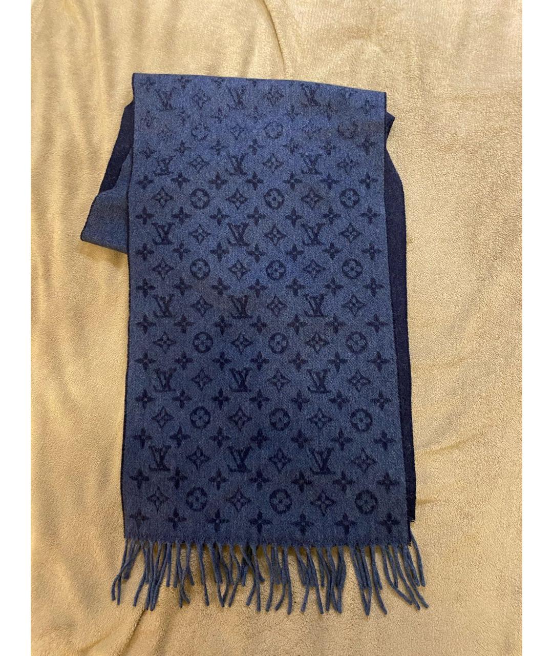 LOUIS VUITTON Темно-синий кашемировый шарф, фото 4