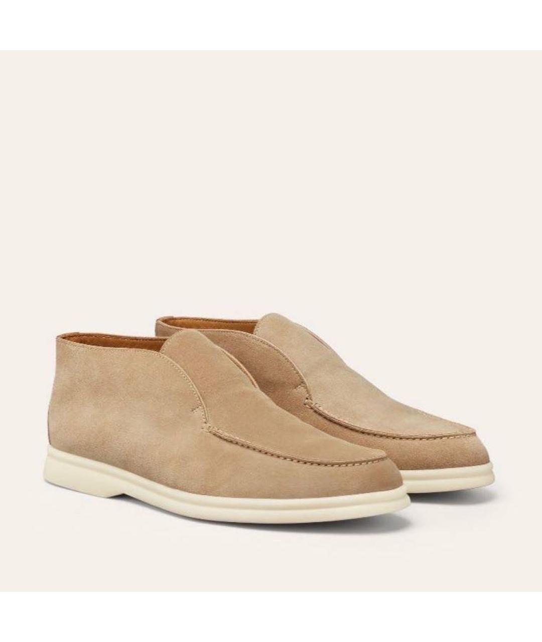 LORO PIANA Бежевые замшевые лоферы, фото 2