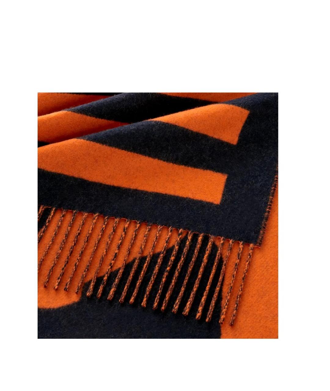 HERMES Оранжевый кашемировый шарф, фото 2