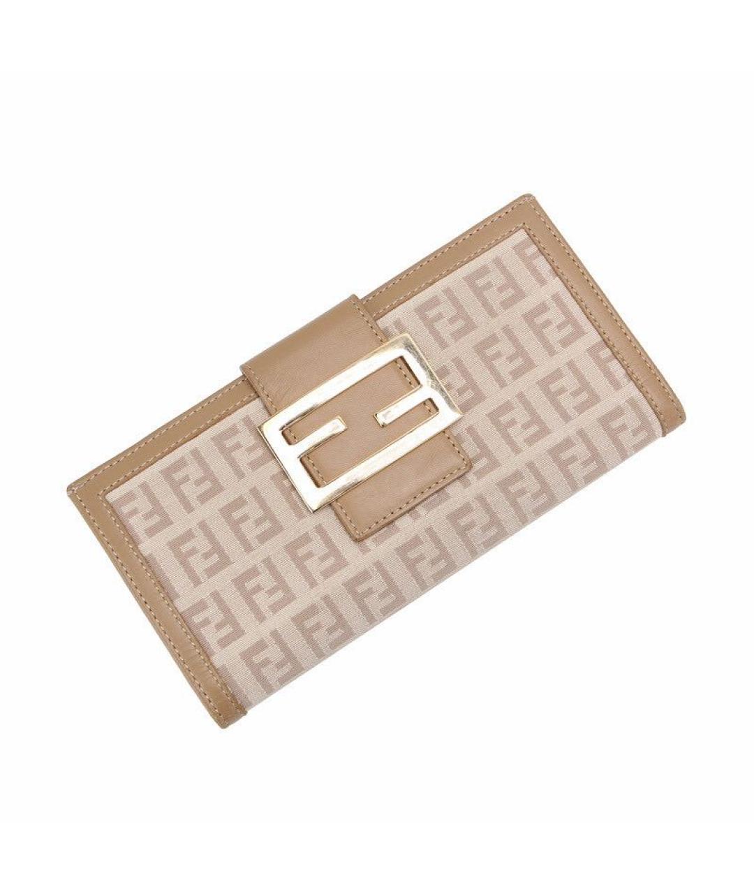FENDI Бежевый кожаный кошелек, фото 2