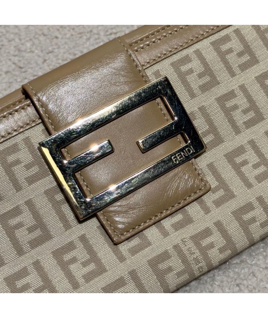FENDI Бежевый кожаный кошелек, фото 8