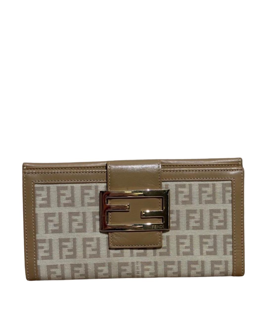 FENDI Бежевый кожаный кошелек, фото 1