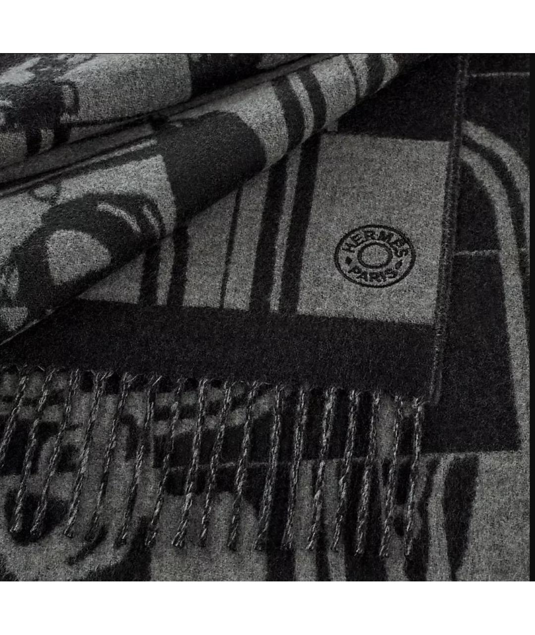 HERMES Черный шарф, фото 2