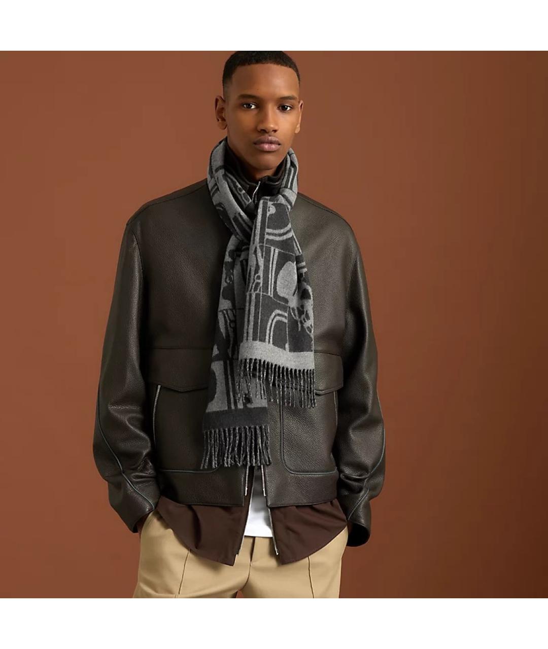 HERMES Черный шарф, фото 3