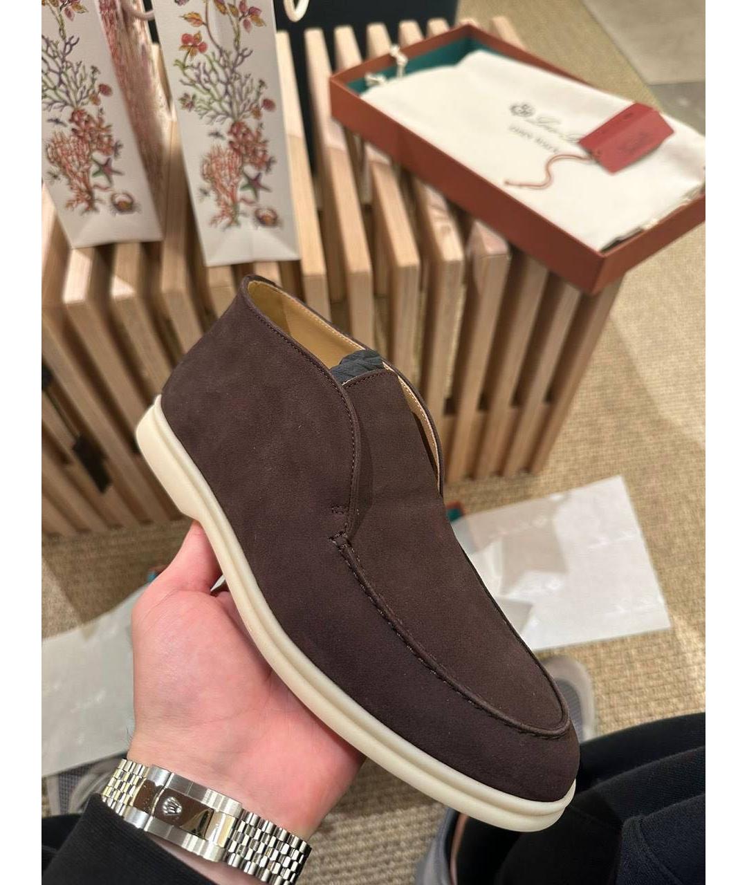 LORO PIANA Коричневые замшевые лоферы, фото 2