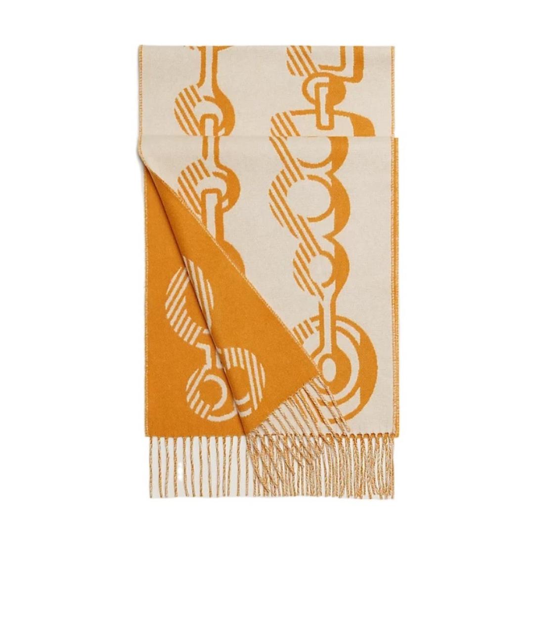 HERMES Оранжевый кашемировый шарф, фото 1