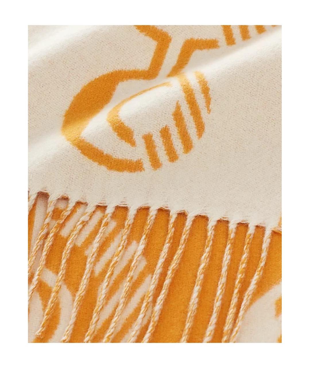 HERMES Оранжевый кашемировый шарф, фото 2