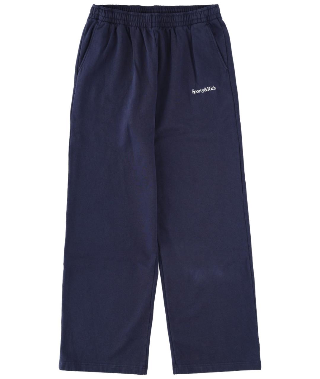 SPORTY AND RICH Синие хлопковые прямые брюки, фото 1
