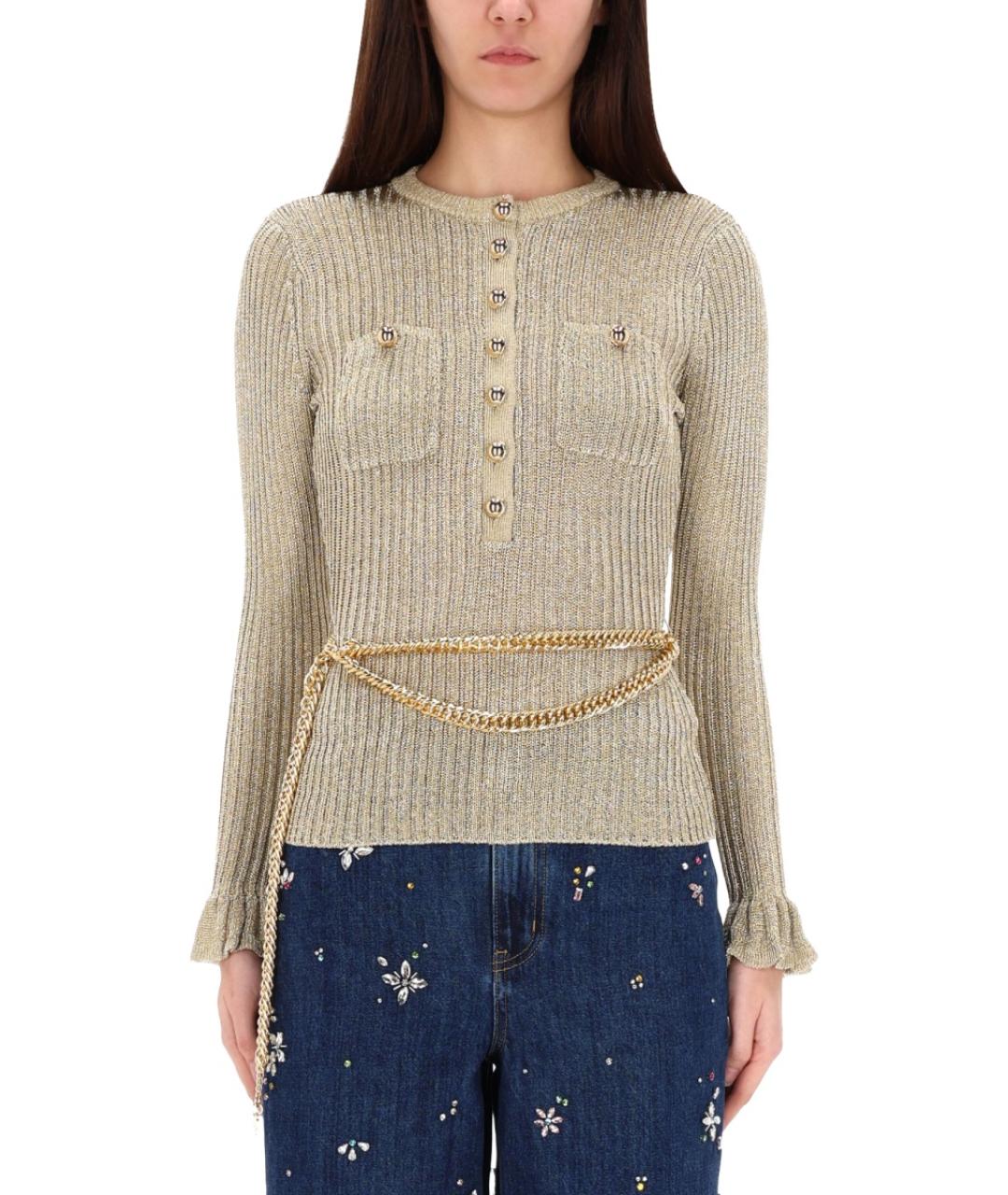 SELF-PORTRAIT Золотой вискозный джемпер / свитер, фото 4