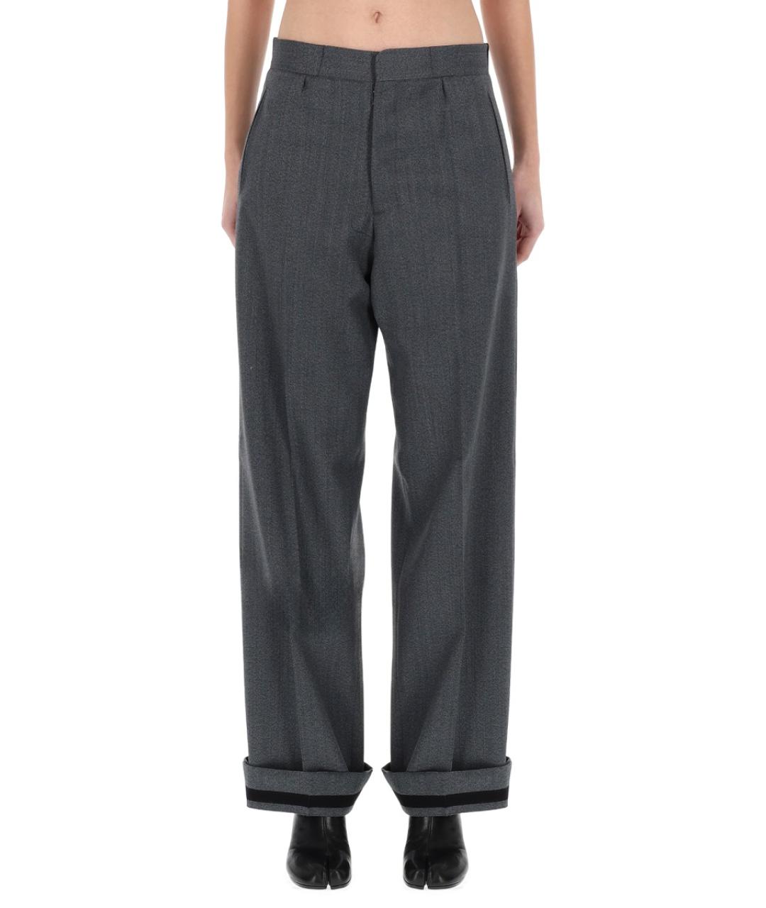 MAISON MARGIELA Серые полиэстеровые прямые брюки, фото 4