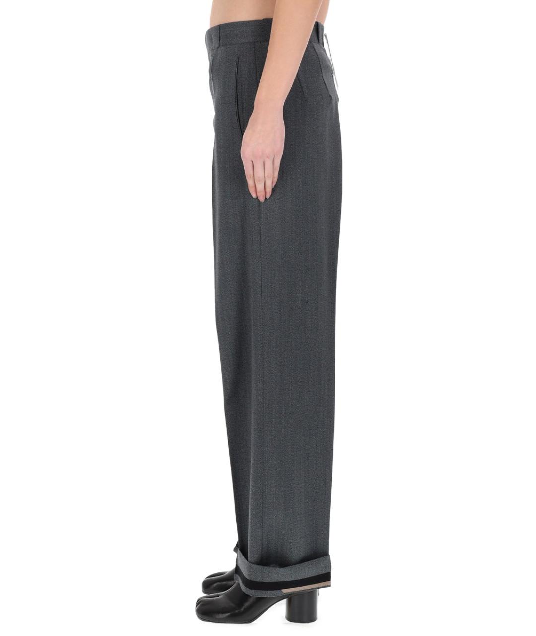 MAISON MARGIELA Серые полиэстеровые прямые брюки, фото 2