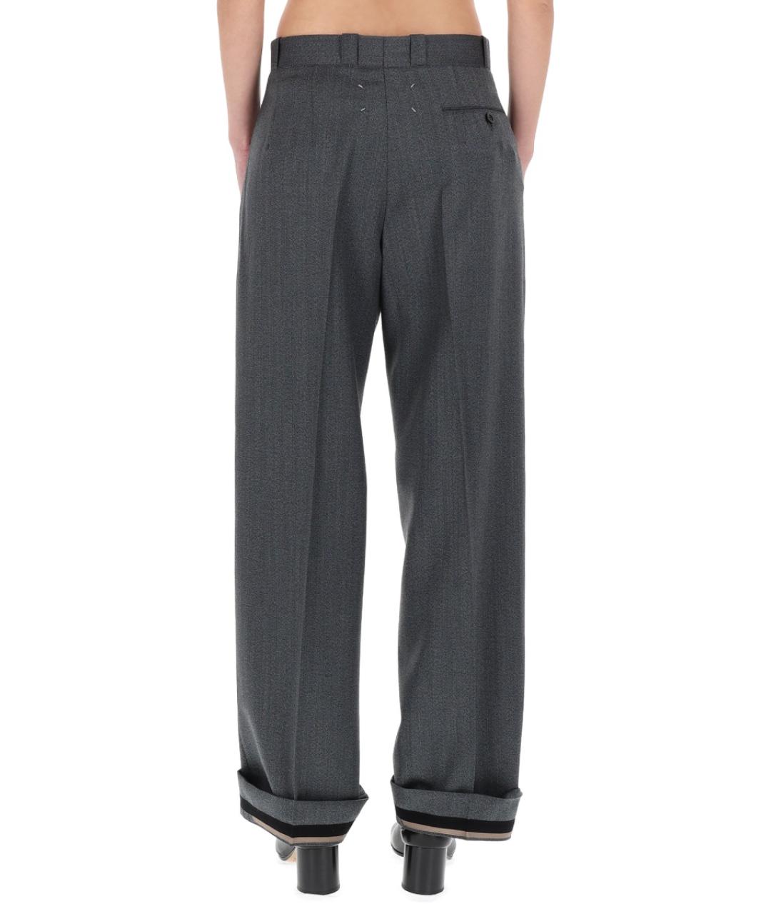 MAISON MARGIELA Серые полиэстеровые прямые брюки, фото 3
