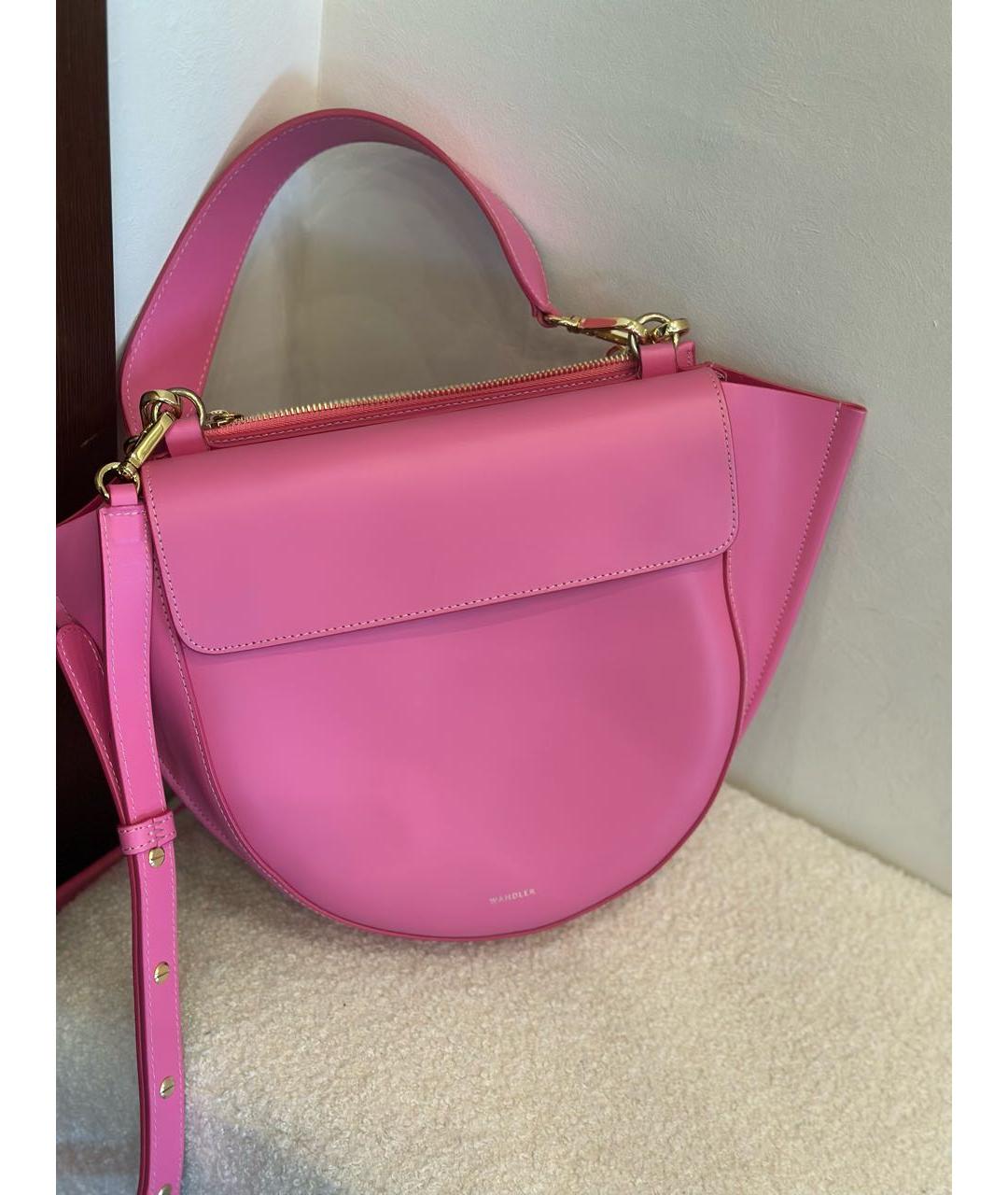 WANDLER Розовая кожаная сумка через плечо, фото 4