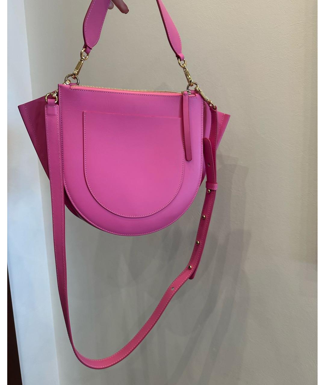 WANDLER Розовая кожаная сумка через плечо, фото 3