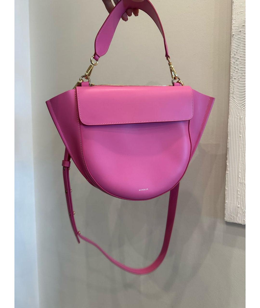 WANDLER Розовая кожаная сумка через плечо, фото 2