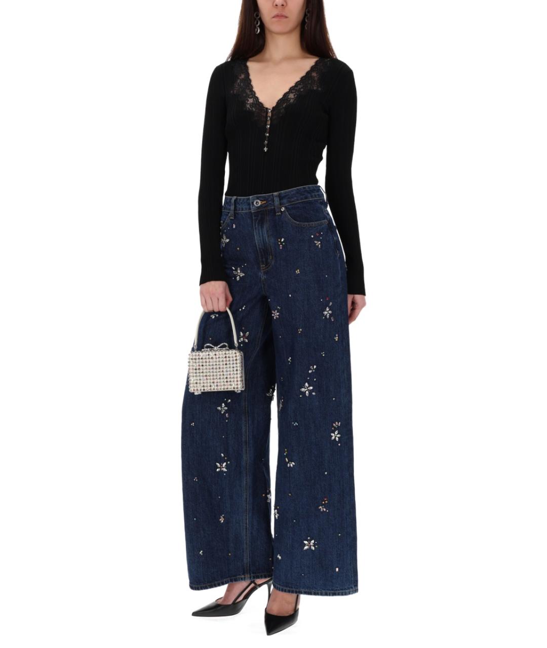 SELF-PORTRAIT Синие хлопковые джинсы клеш, фото 3