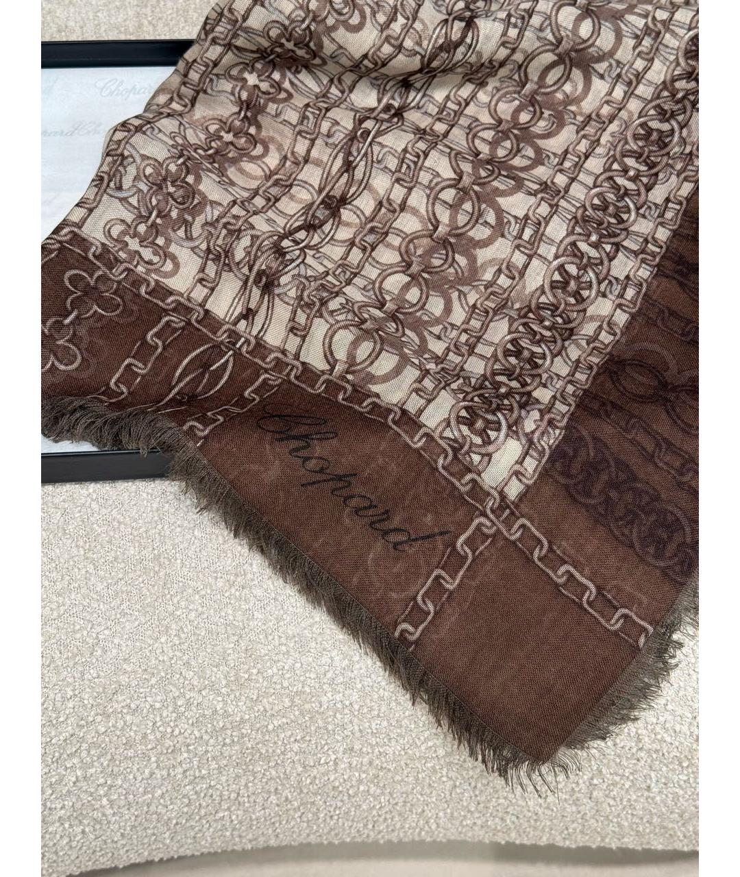 LOUIS VUITTON Коричневый кашемировый платок, фото 3