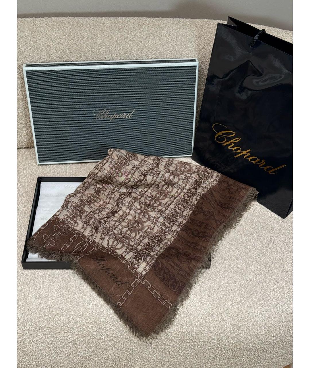 LOUIS VUITTON Коричневый кашемировый платок, фото 4