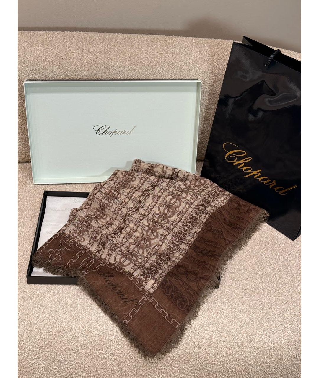 LOUIS VUITTON Коричневый кашемировый платок, фото 6