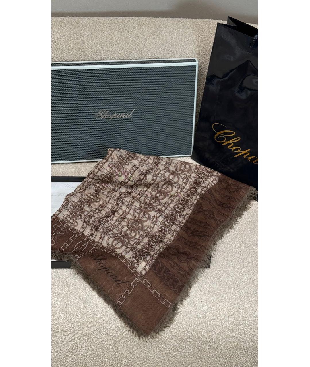 LOUIS VUITTON Коричневый кашемировый платок, фото 5