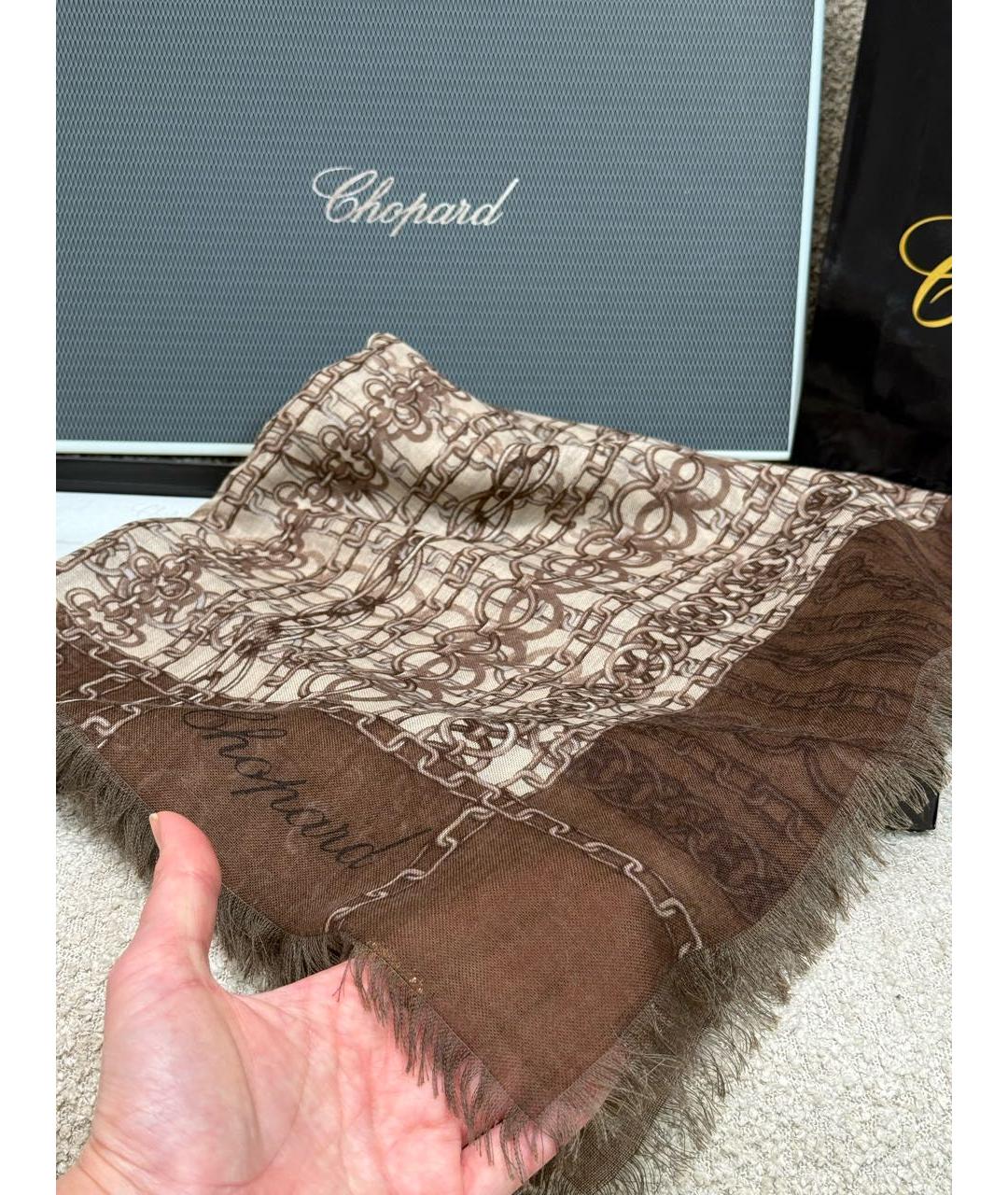 LOUIS VUITTON Коричневый кашемировый платок, фото 2