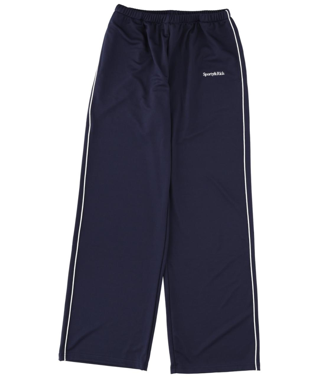 SPORTY AND RICH Темно-синие полиэстеровые прямые брюки, фото 1