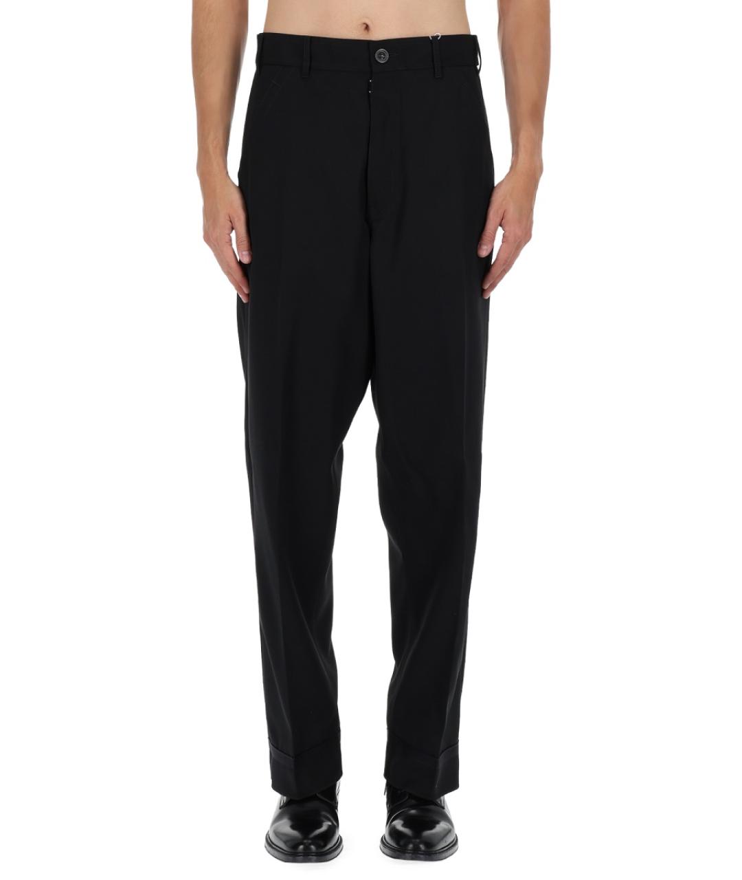 MAISON MARGIELA Черные полиэстеровые повседневные брюки, фото 4