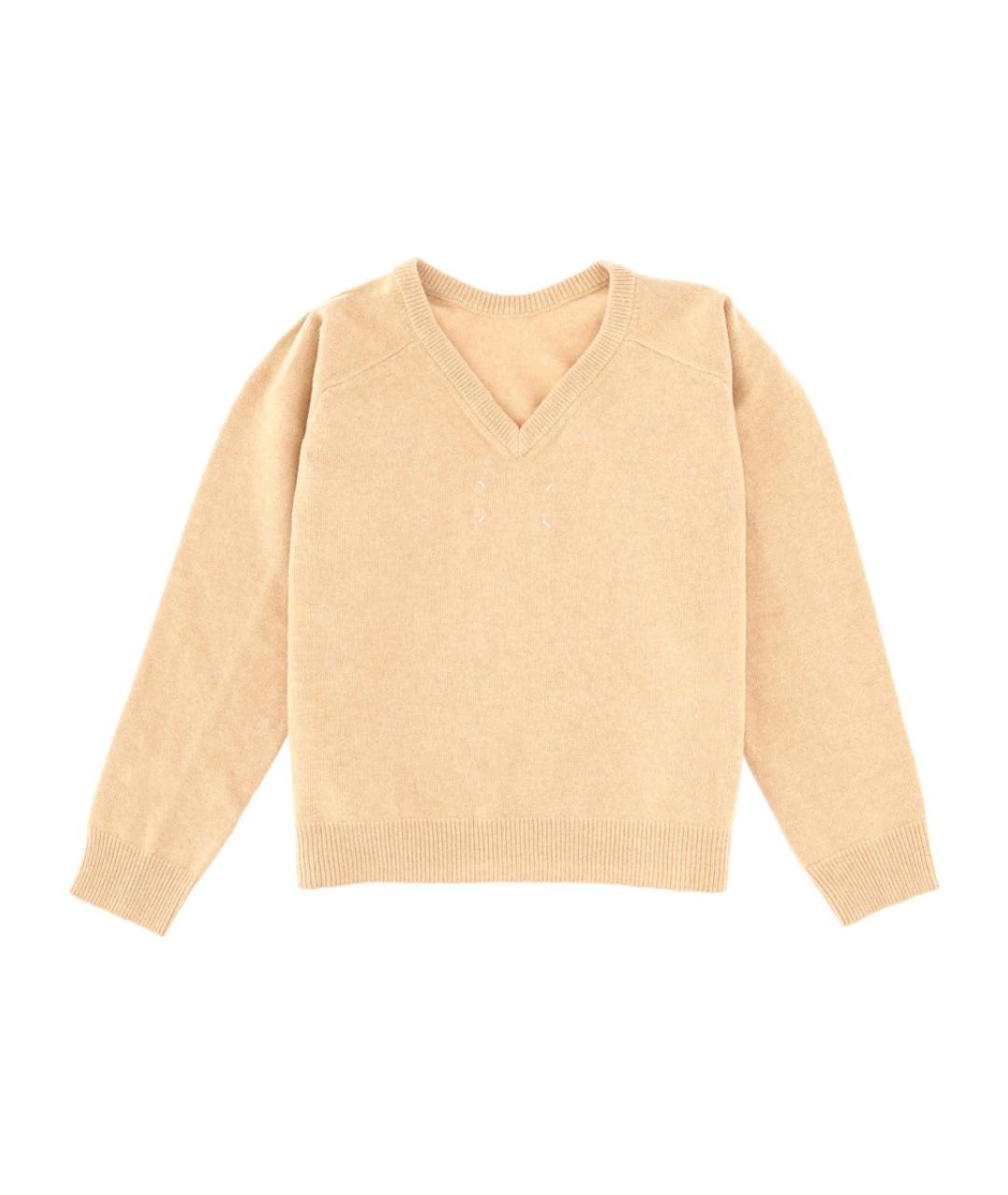 MAISON MARGIELA Бежевый шерстяной джемпер / свитер, фото 2