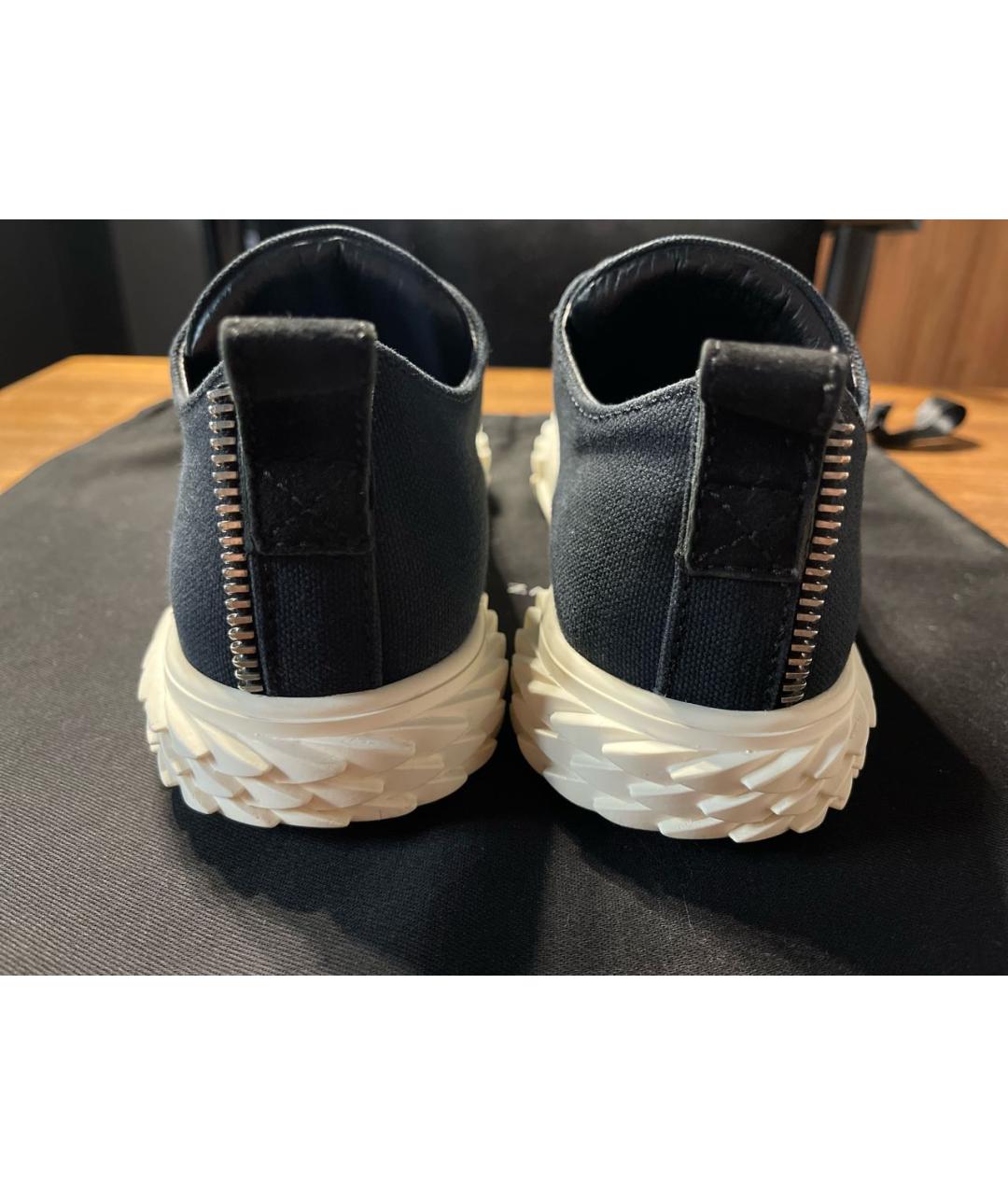 GIUSEPPE ZANOTTI DESIGN Темно-синие текстильные кеды, фото 5