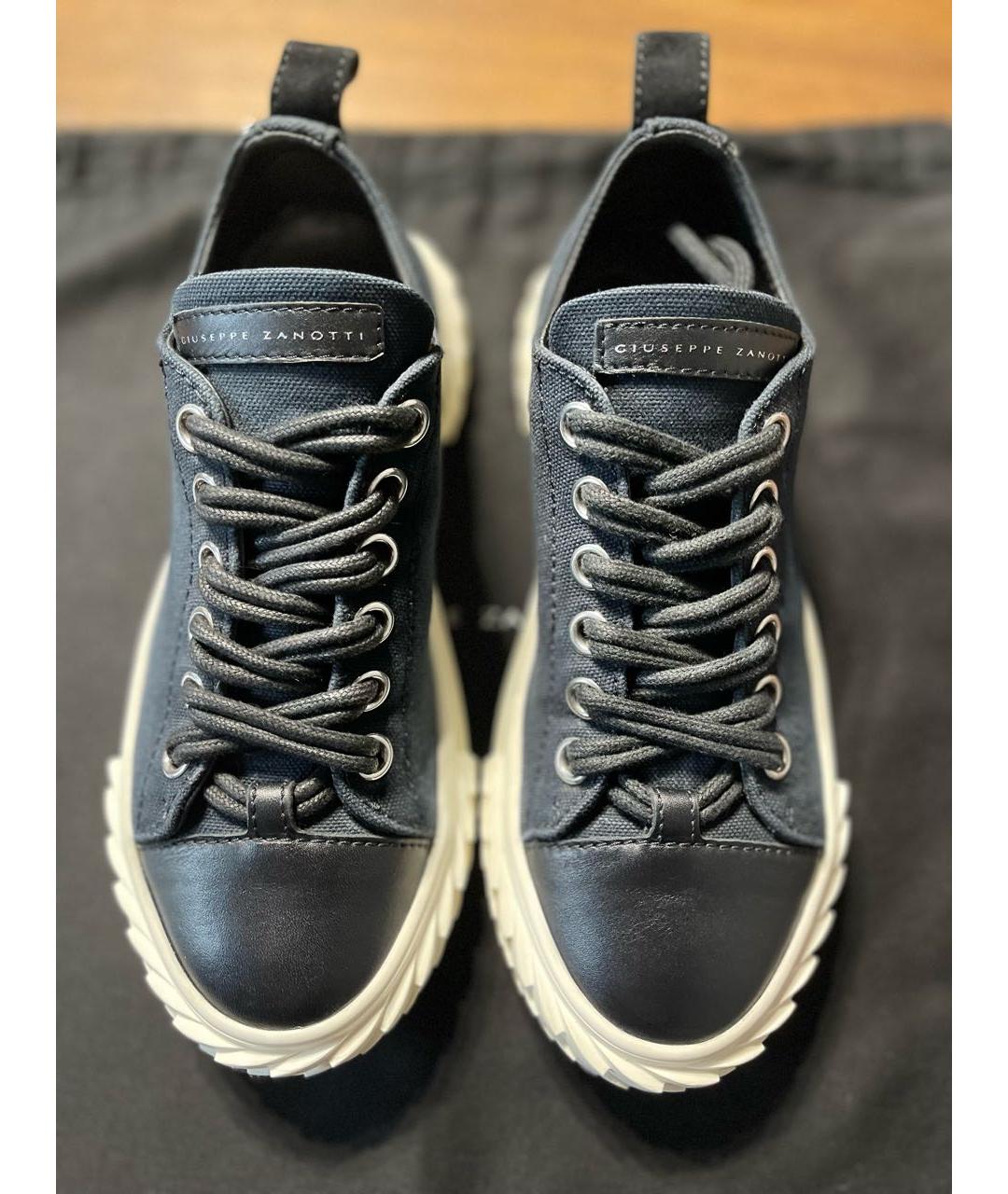 GIUSEPPE ZANOTTI DESIGN Темно-синие текстильные кеды, фото 3