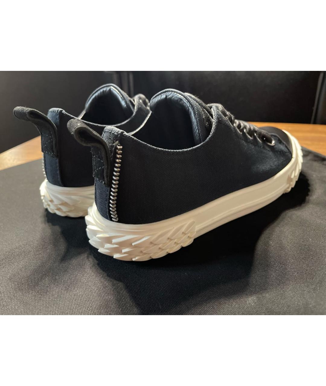 GIUSEPPE ZANOTTI DESIGN Темно-синие текстильные кеды, фото 7