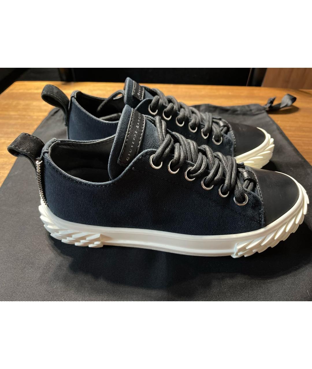 GIUSEPPE ZANOTTI DESIGN Темно-синие текстильные кеды, фото 8