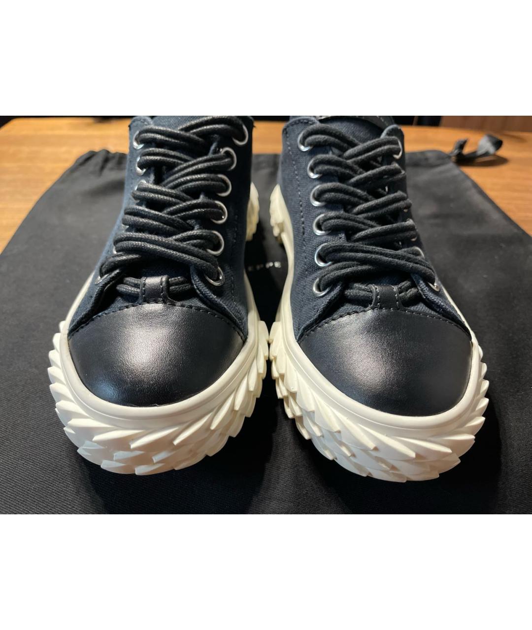 GIUSEPPE ZANOTTI DESIGN Темно-синие текстильные кеды, фото 6