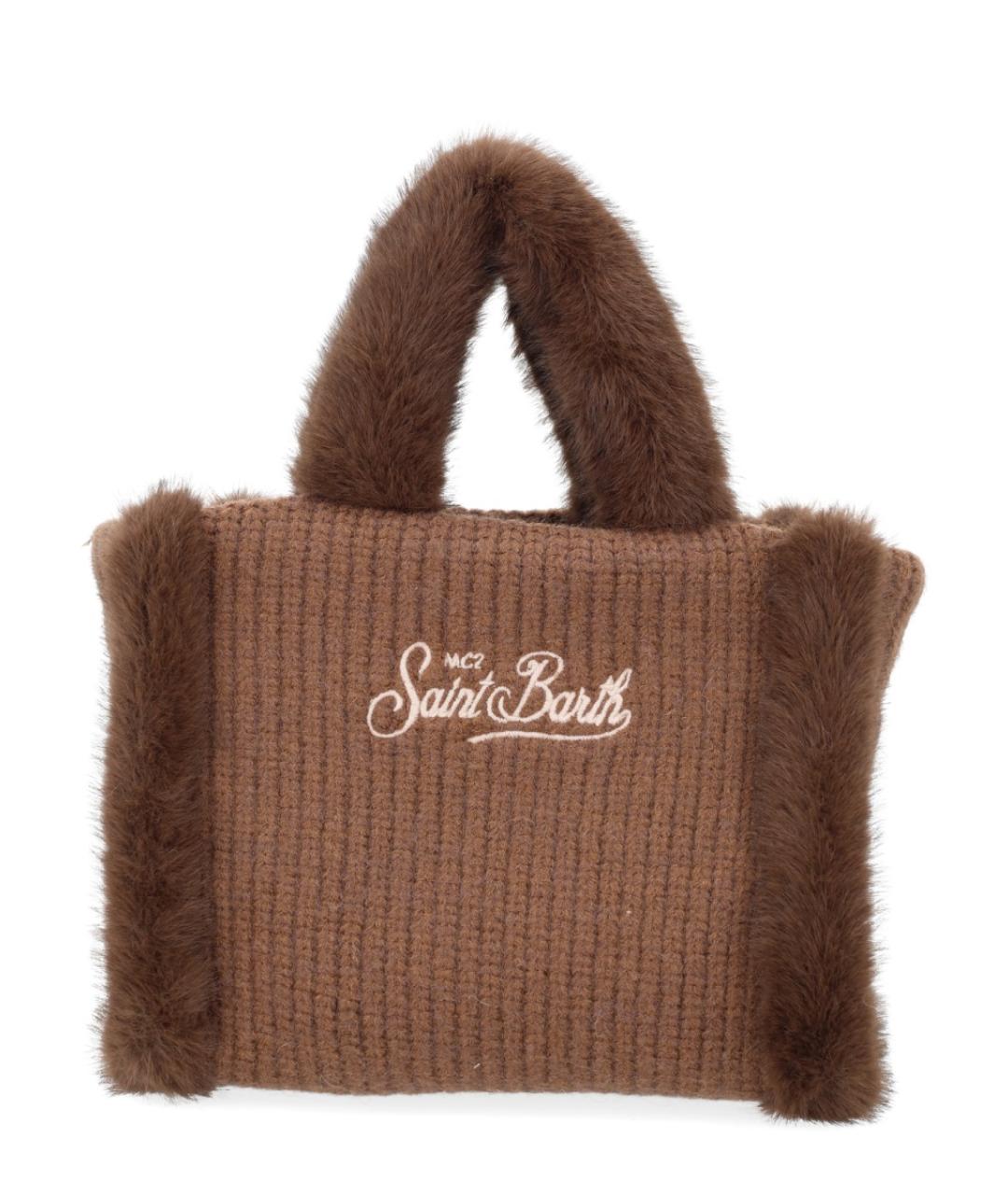 MC2 SAINT BARTH Коричневая синтетическая сумка тоут, фото 3