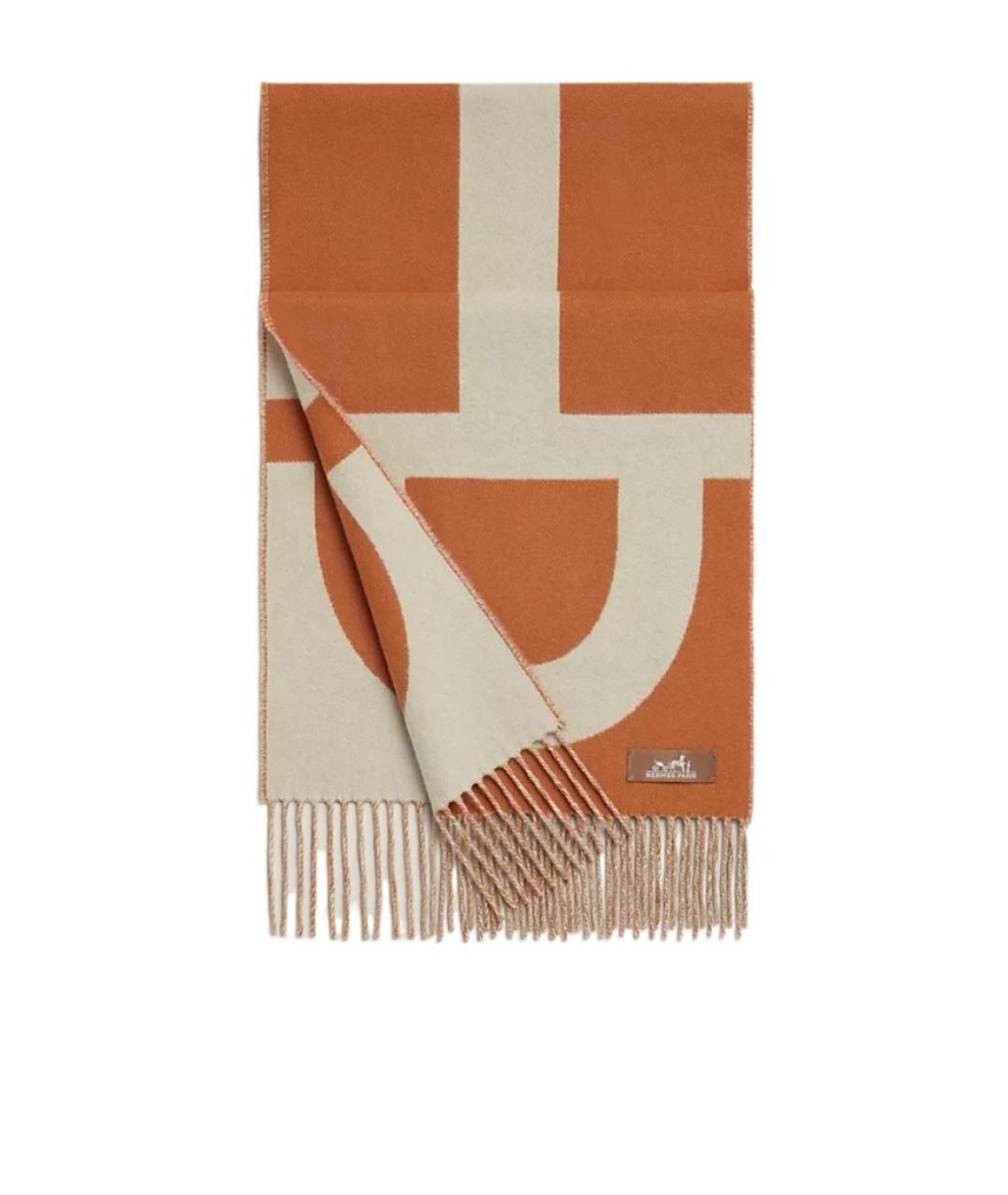 HERMES Бежевый кашемировый шарф, фото 1