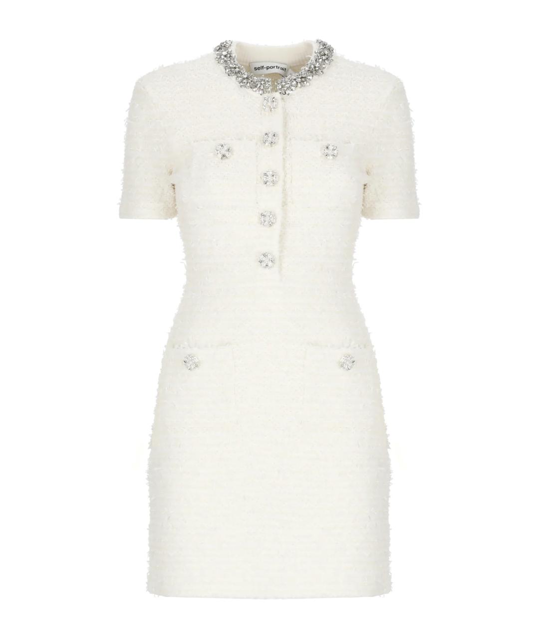 SELF-PORTRAIT Белое хлопковое коктейльное платье, фото 1