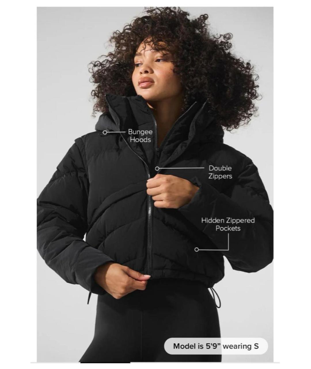 ALO YOGA Черный полиэстеровый пуховик, фото 4